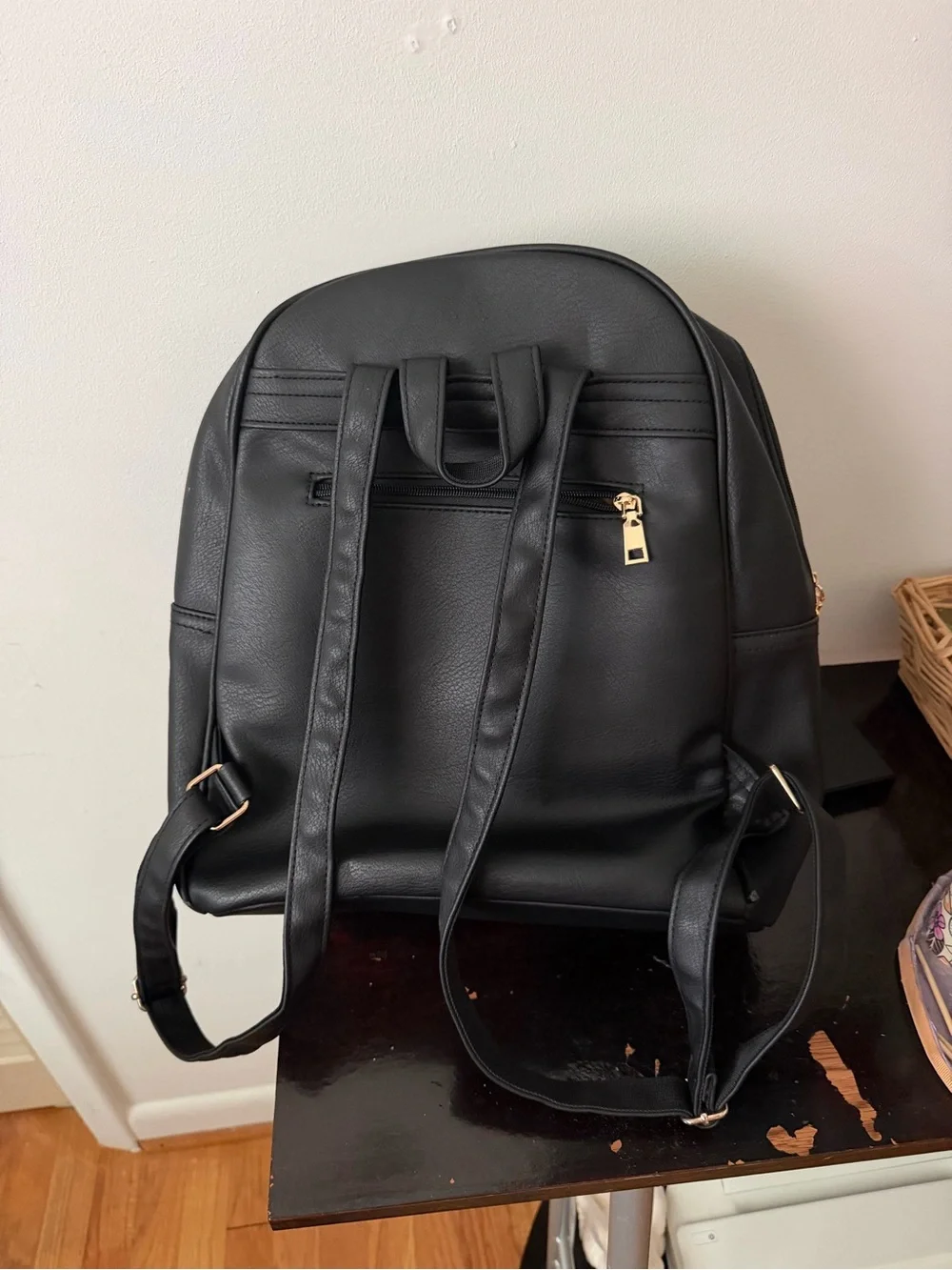 Black Backpack with Tan and Brown Front Panel - Unbranded